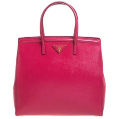 Prada Magenta Saffiano Vernis Leather Slim Tote