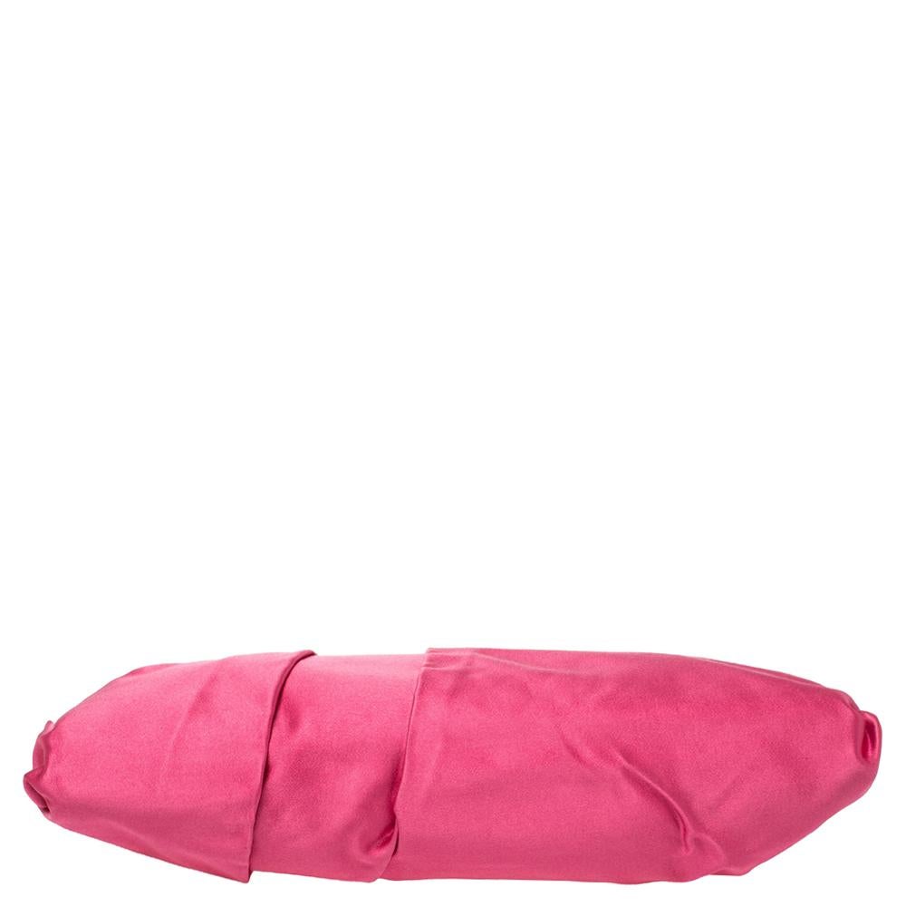 Prada Magenta Satin plissierte Raso Clutch Damen