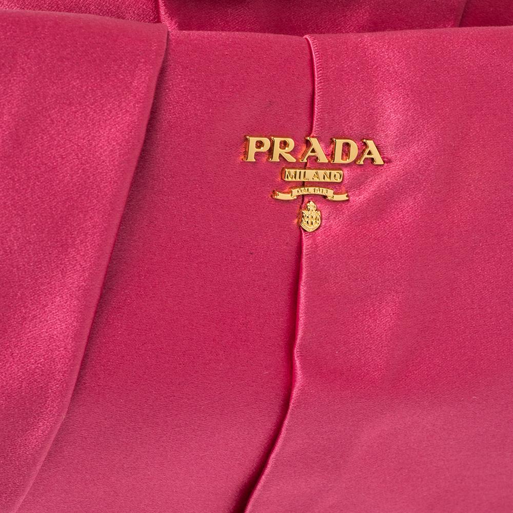 Prada Magenta Satin plissierte Raso Clutch 2