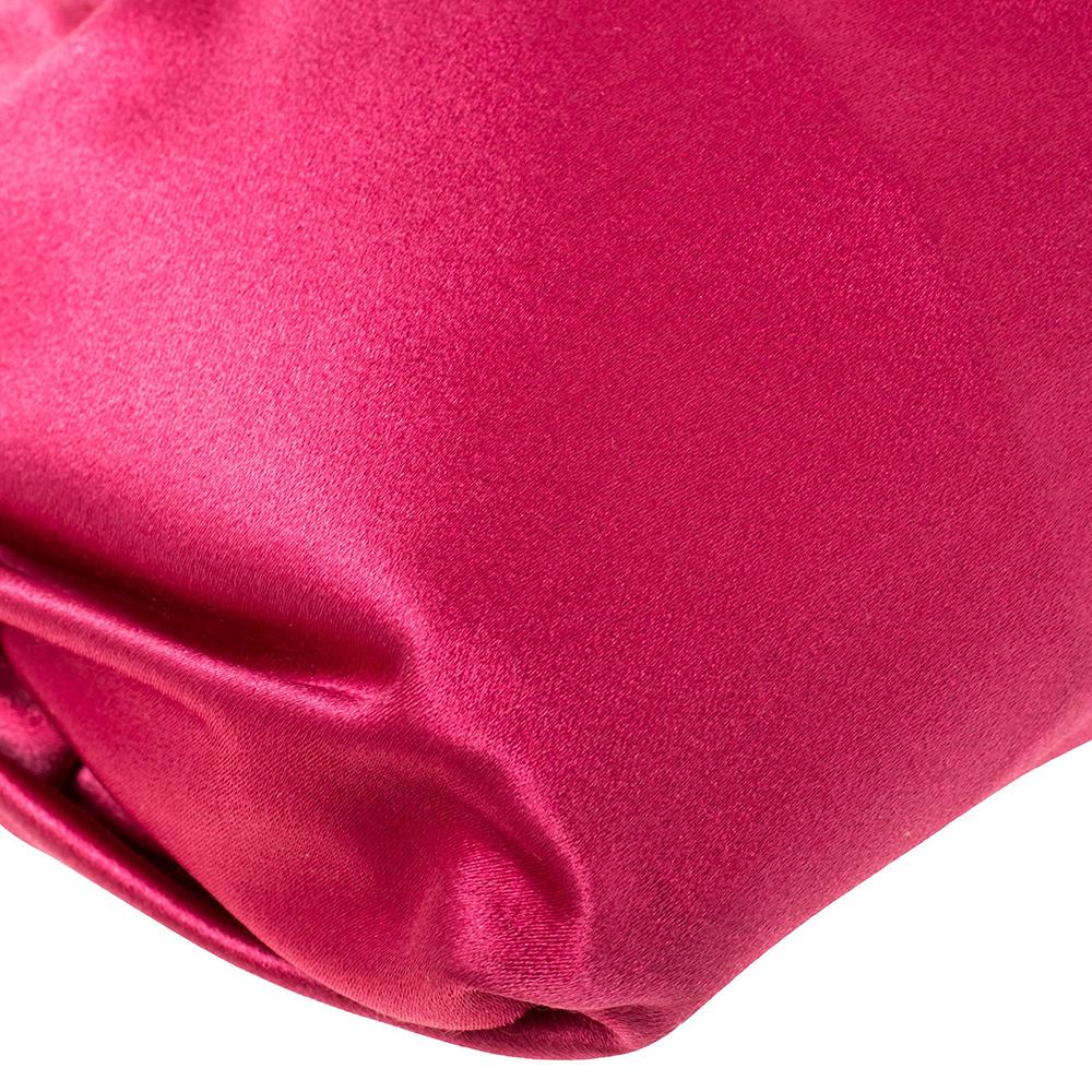 Prada Magenta Satin Pleated Raso Clutch 1