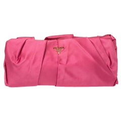 Prada Magenta Satin Pleated Raso Clutch