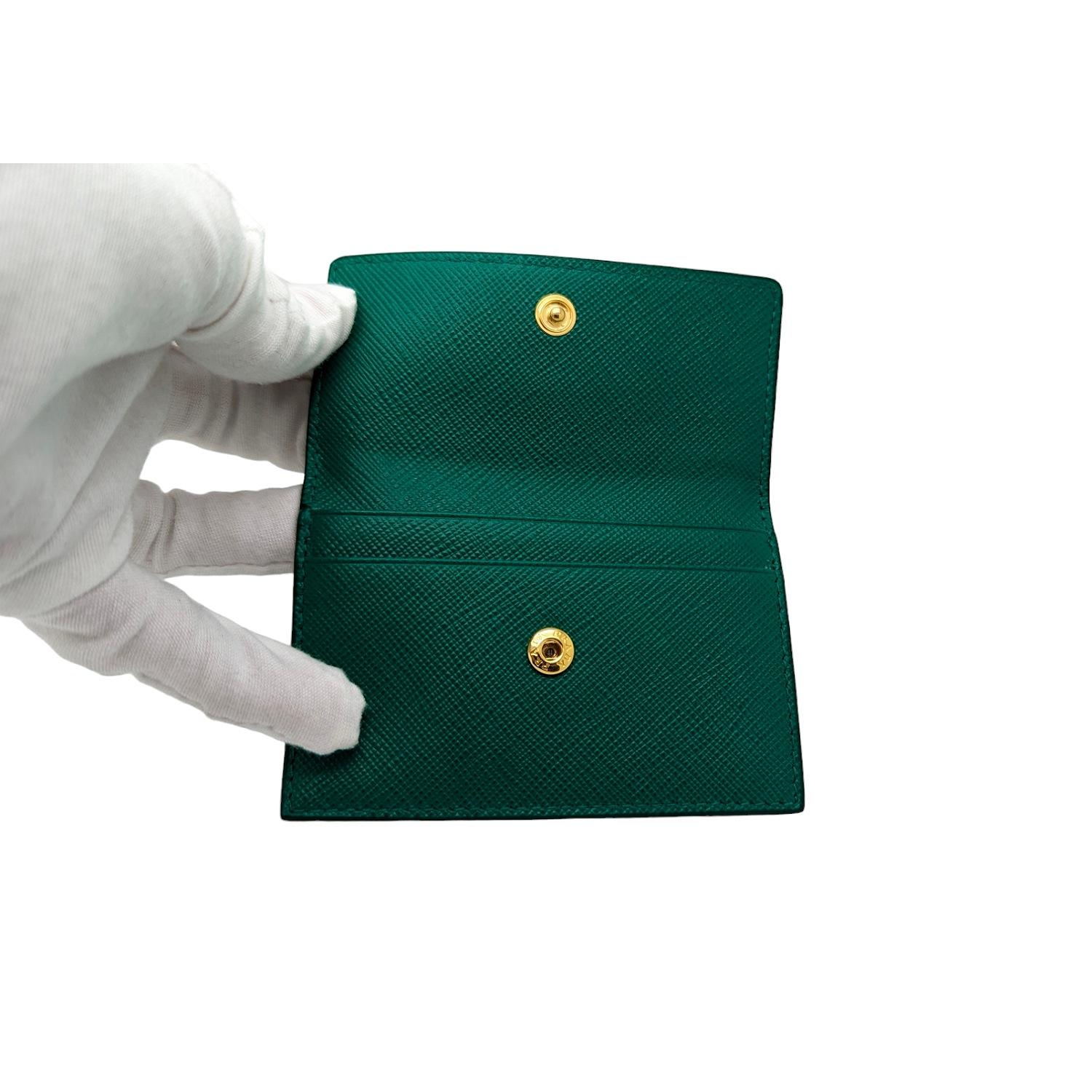 Prada Mango Saffiano Lux Leather Card Holder For Sale 1