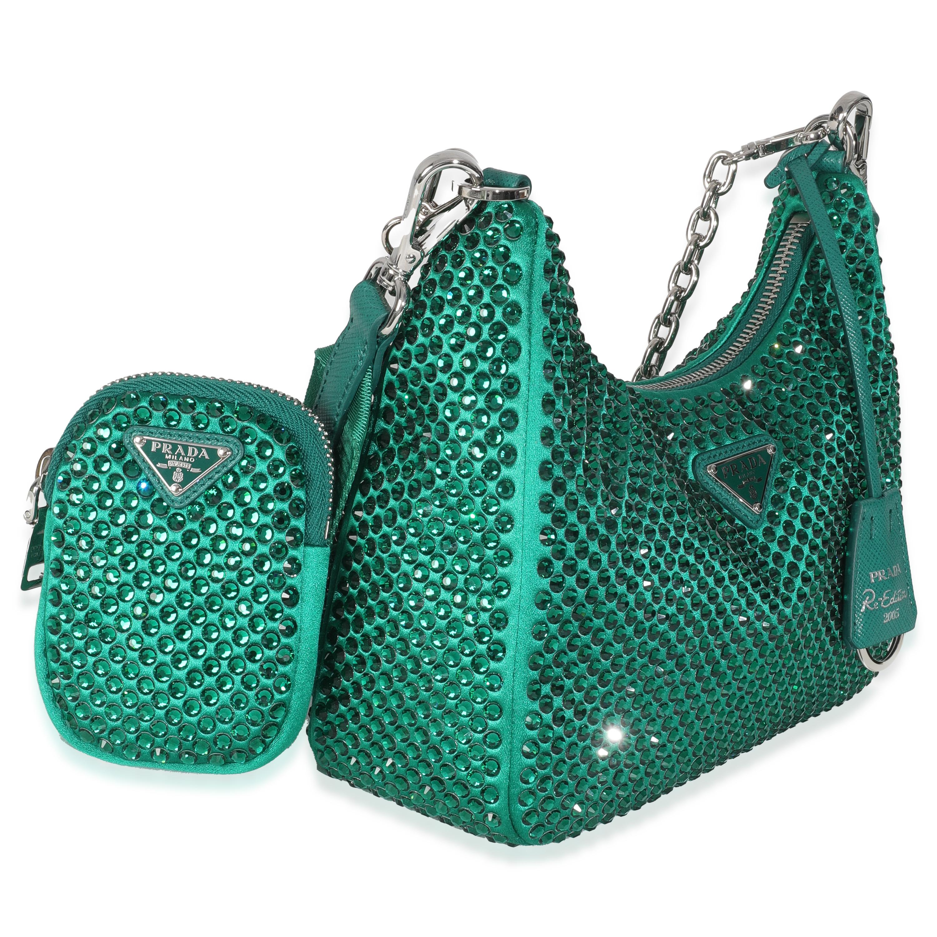 Blu Borsa Prada Mango in raso con cristalli riedizione 2005 in vendita