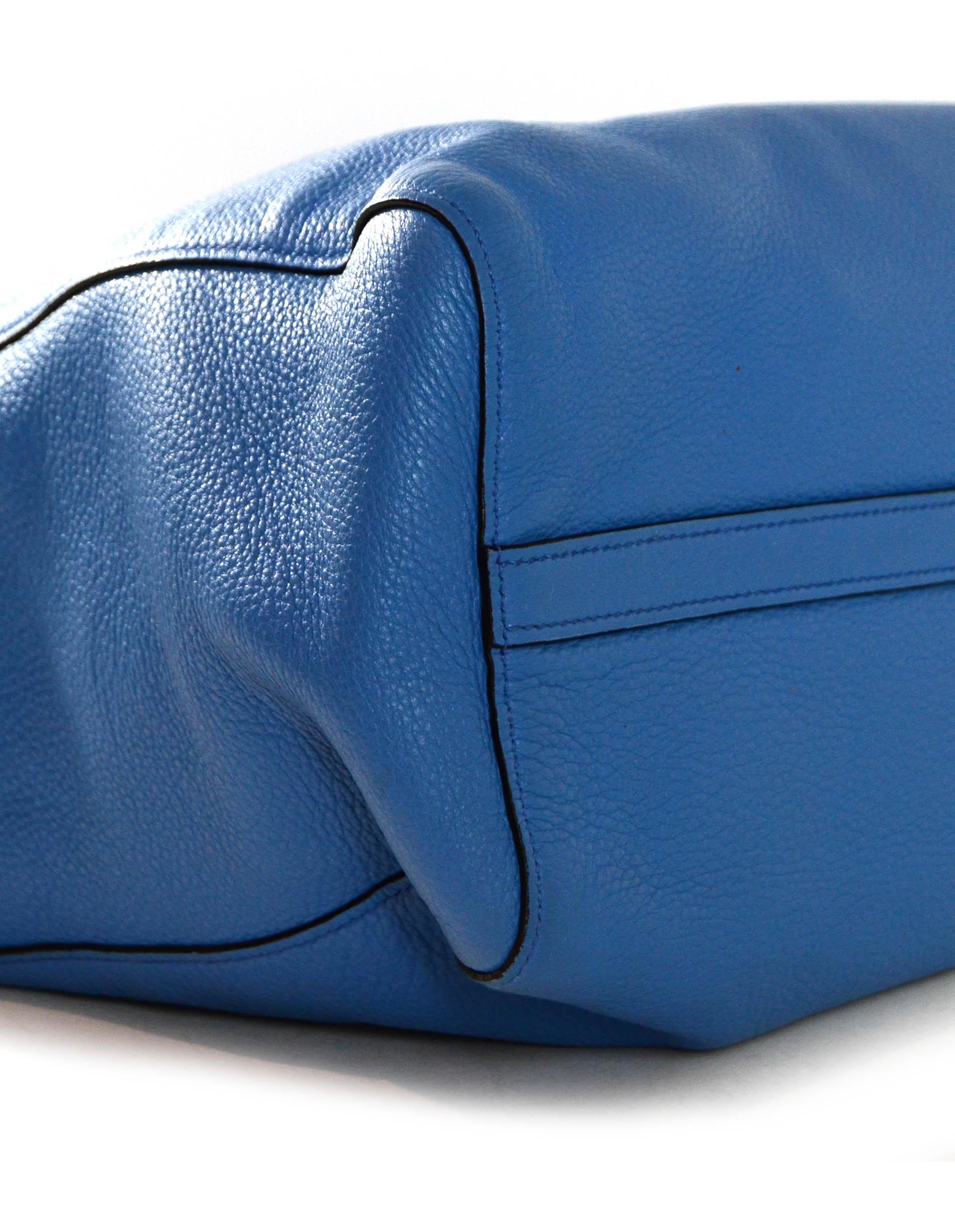 Prada Mare Blue Vitello Daino Leather Tote Bag w/ Strap rt. $1, 970 In Excellent Condition In New York, NY