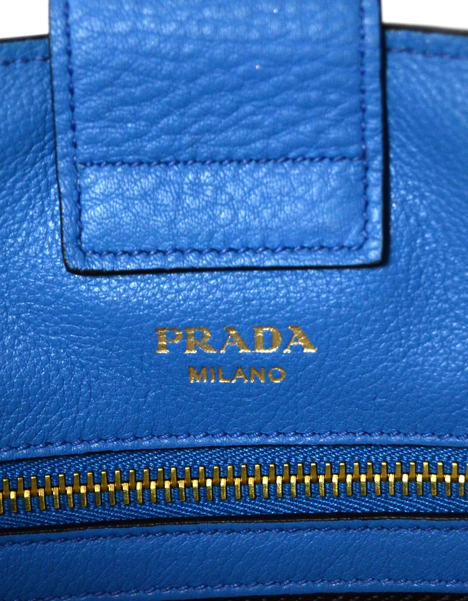 Women's Prada Mare Blue Vitello Daino Leather Tote Bag w/ Strap rt. $1, 970