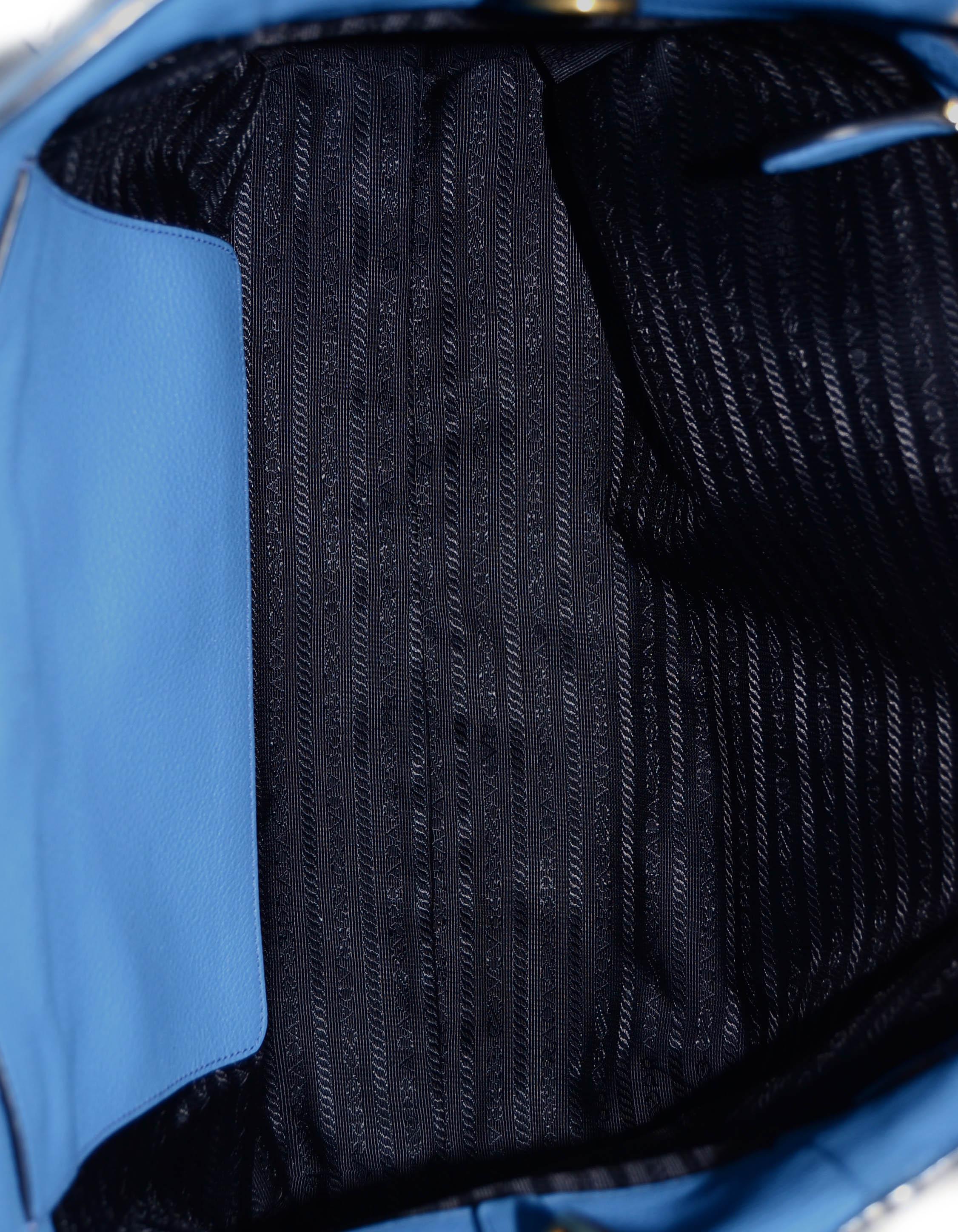 Prada Mare Blue Vitello Daino Leather Tote Bag w/ Strap rt. $1, 970 1