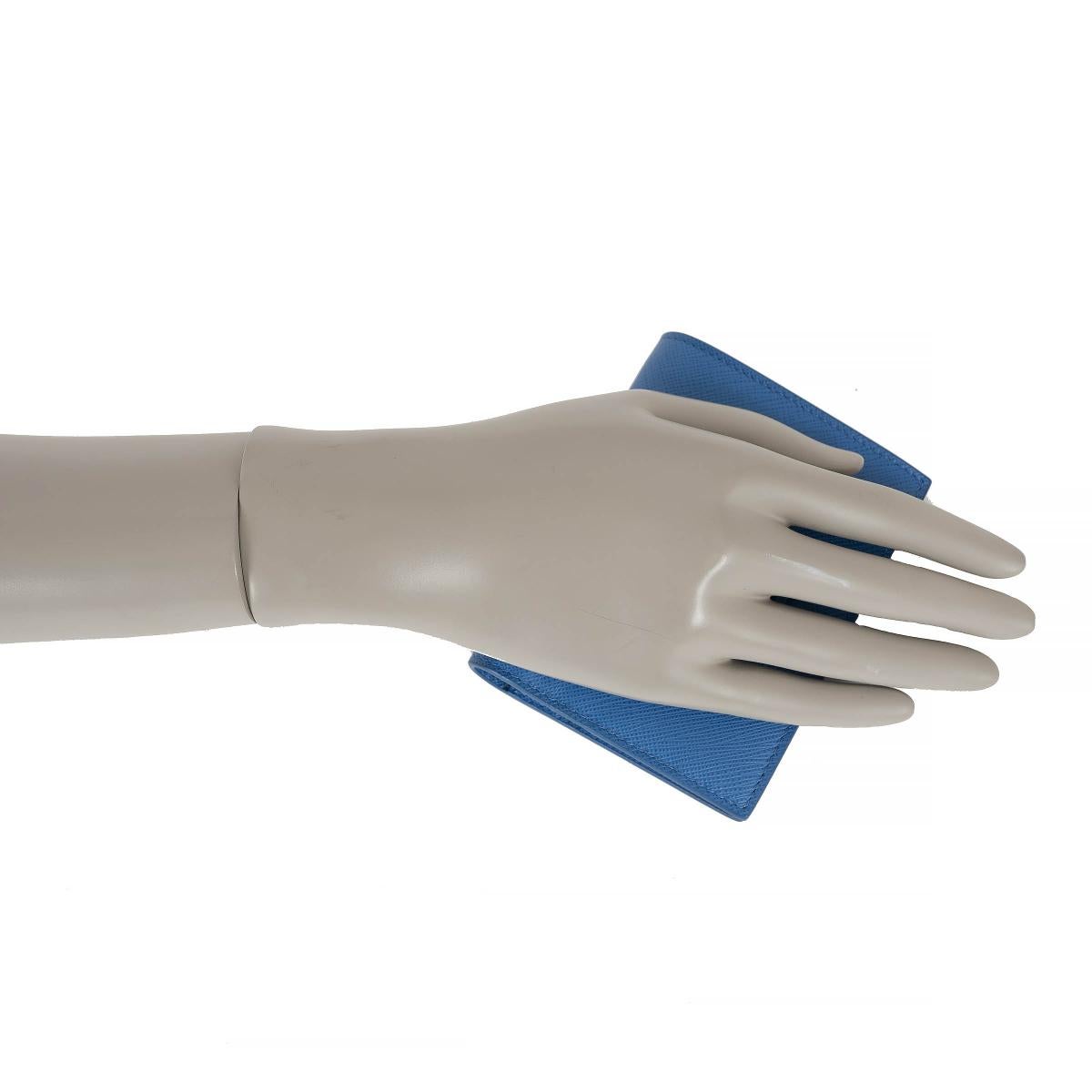 Portafoglio PRADA Marea blu in pelle saffiano lucida SMALL 1MV204 in vendita 1