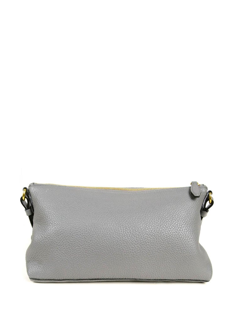 Prada Marmo Grey Leather Messenger Bag at 1stDibs