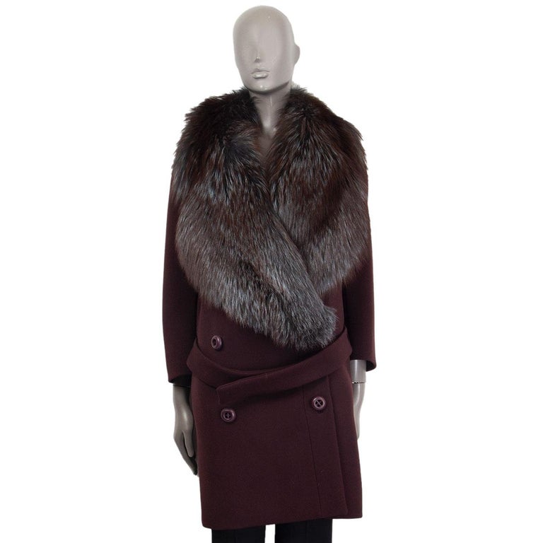PRADA kastanienbraun Wolle OVERSIZED FUR COLLAR RUNWAY Mantel Jacke 44 L im  Angebot bei 1stDibs