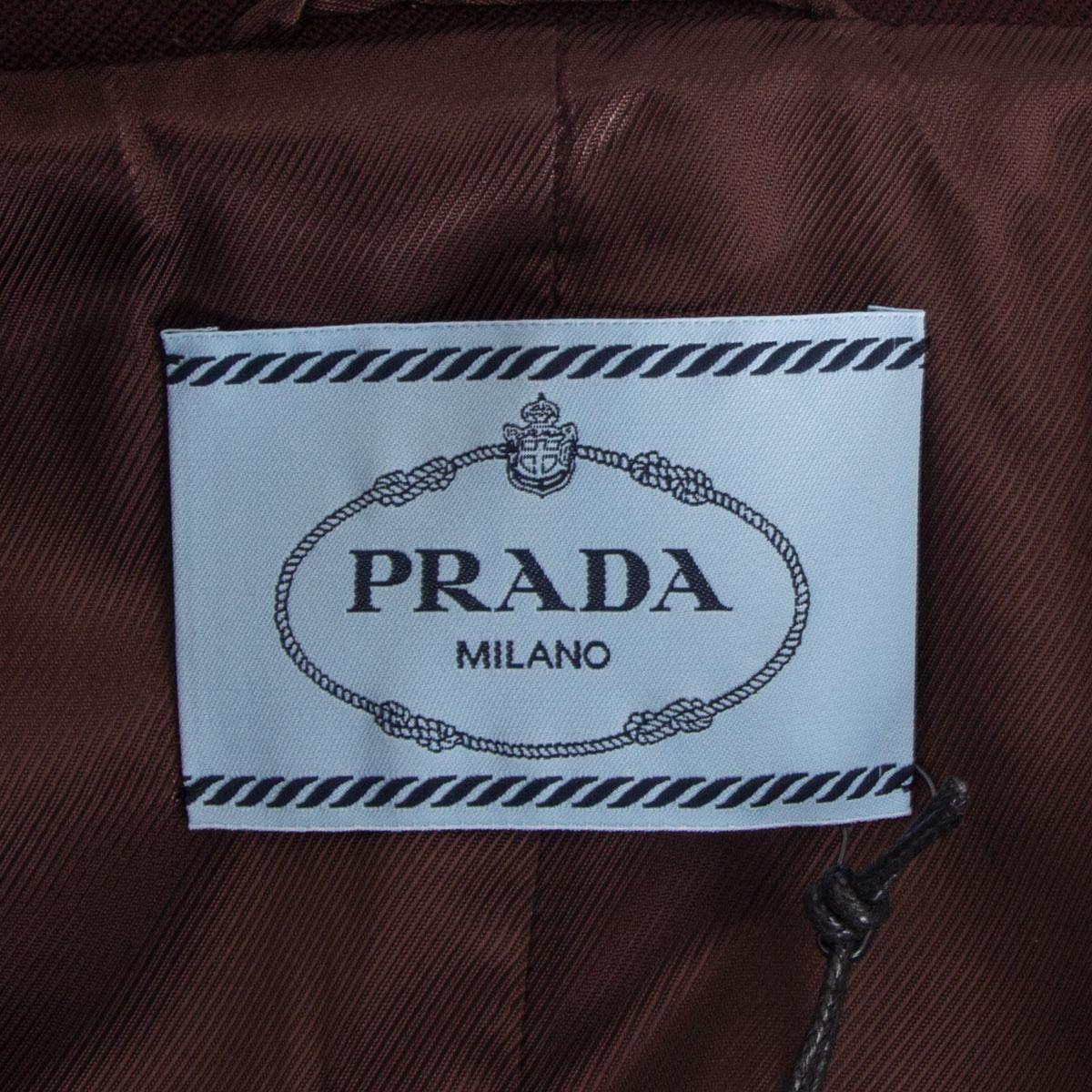 Black PRADA maroon brown wool OVERSIZED FUR COLLAR RUNWAY Coat Jacket 44 L