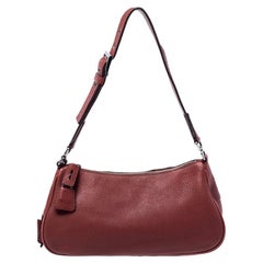 Prada Maroon Leather Lock and Key Shoulder Bag