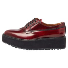 Prada Maroon Leather Platform Derby Size 38