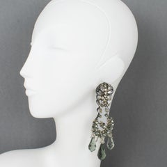 Prada Massive Crystal and Mirror Dangle Clip-on Earrings