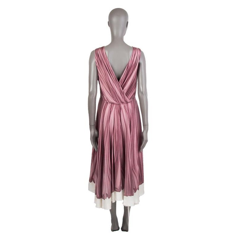 PRADA mauve pink silk DRAP PRINT Sleeveless Dress 42 at 1stDibs