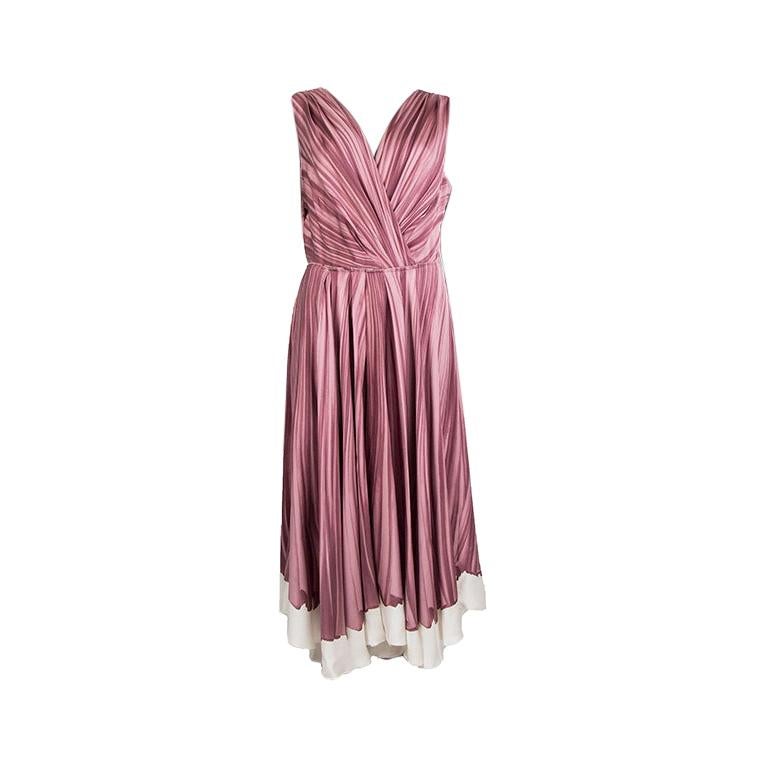 PRADA mauve pink silk DRAP PRINT Sleeveless Dress 42
