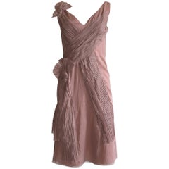 Prada Mauve Purple Cotton Sleeveless Dress with Intricate Pleat Detail