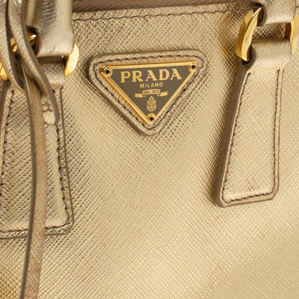Prada Meatllic Gold Saffiano Lux Leather Mini Promenade Crossbody Bag 3