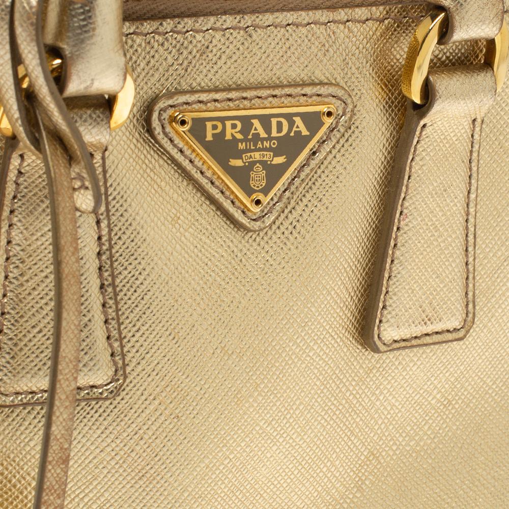 Prada Meatllic Gold Saffiano Lux Leather Mini Promenade Crossbody Bag 5