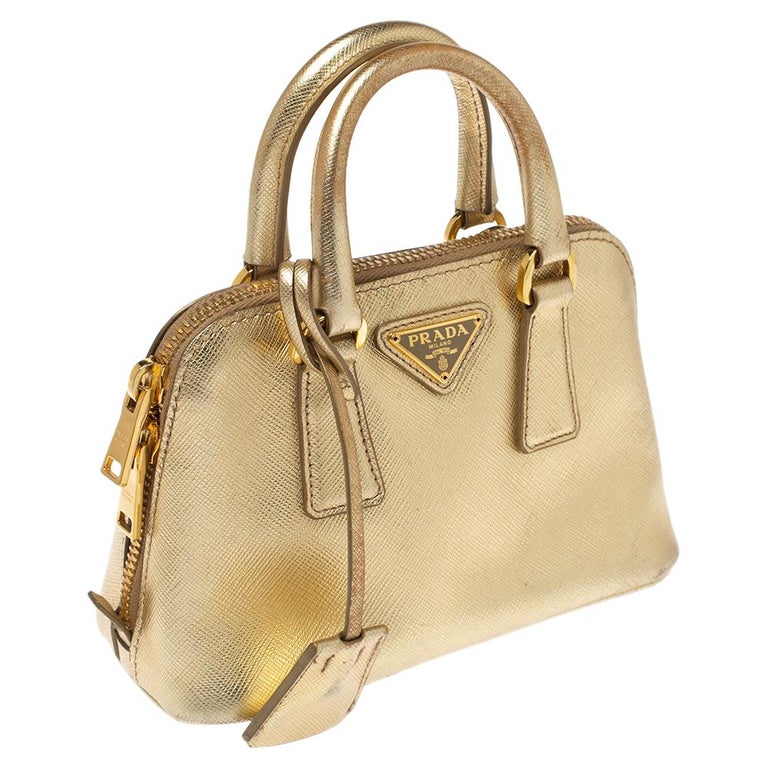 Prada Meatllic Gold Saffiano Lux Leather Mini Promenade Crossbody Bag at  1stDibs