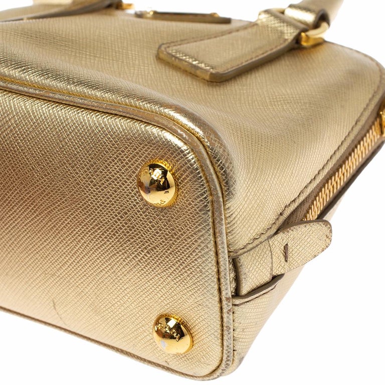 Prada Meatllic Gold Saffiano Lux Leather Mini Promenade Crossbody Bag at  1stDibs
