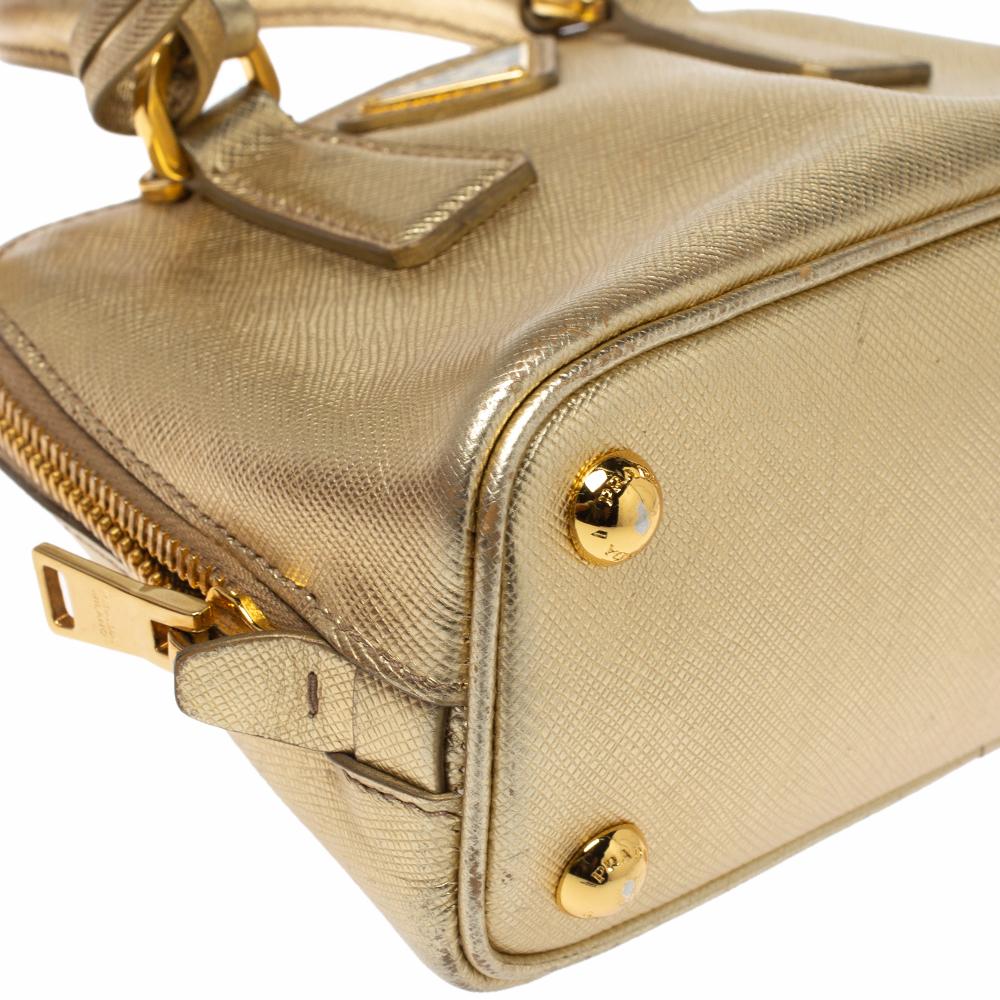 Prada Meatllic Gold Saffiano Lux Leather Mini Promenade Crossbody Bag 2