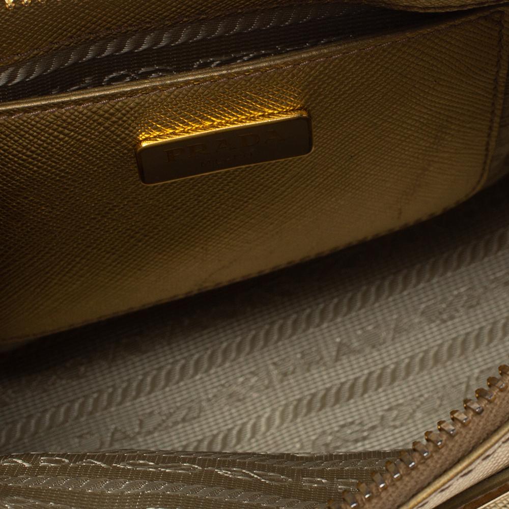 Prada Meatllic Gold Saffiano Lux Leather Mini Promenade Crossbody Bag 3