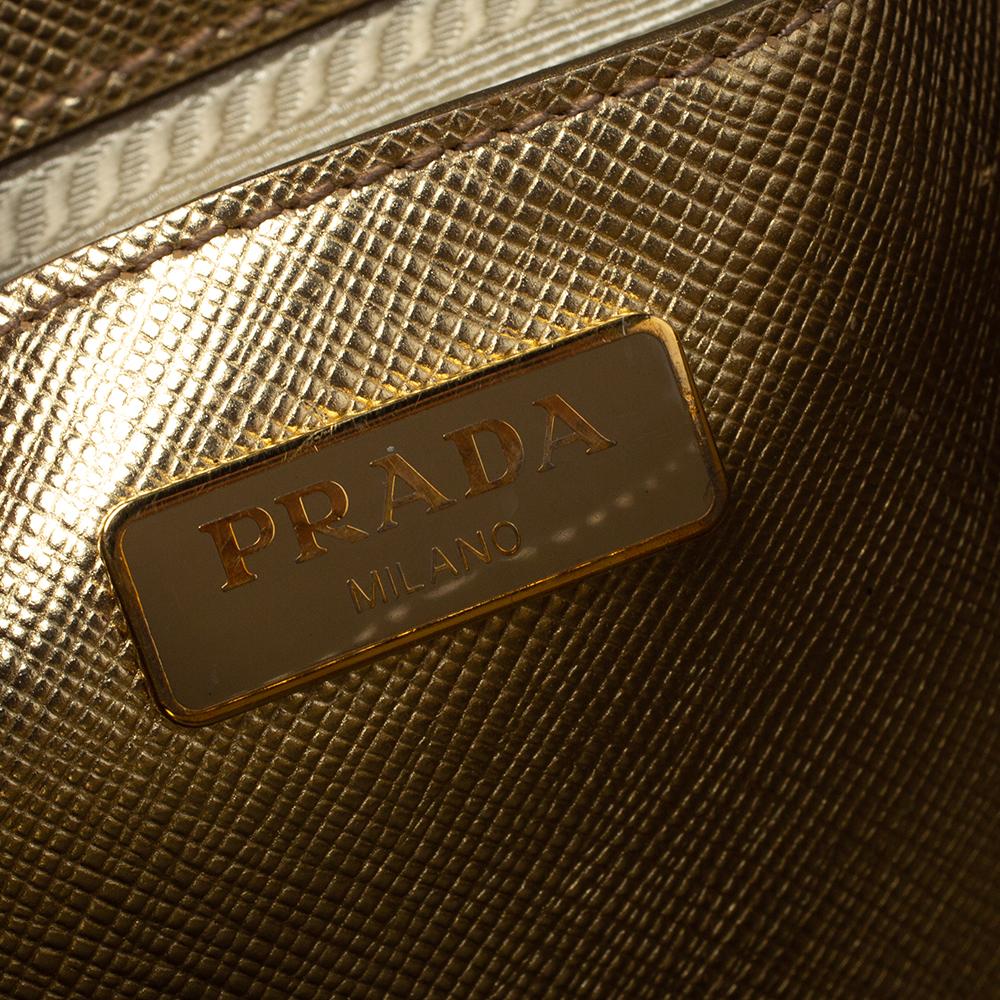 Prada Meatllic Gold Saffiano Lux Leather Mini Promenade Crossbody Bag 4