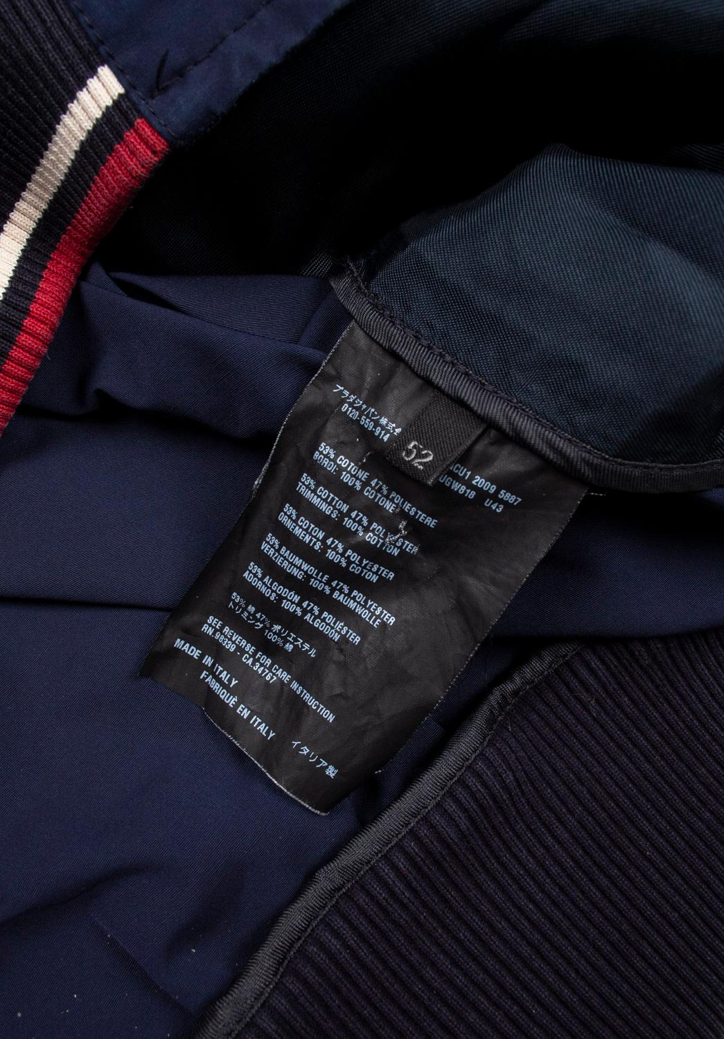Men's Prada Men Jacket Style Bomber Size ITA52, M/L, S1137 For Sale