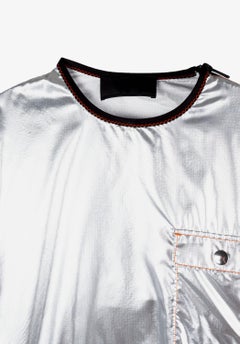 Prada Men Jacket Top Silver Crew Neck Size S/M, AR056