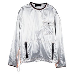Prada Men Jacket Top Silver Crew Neck Size S/M, AR056