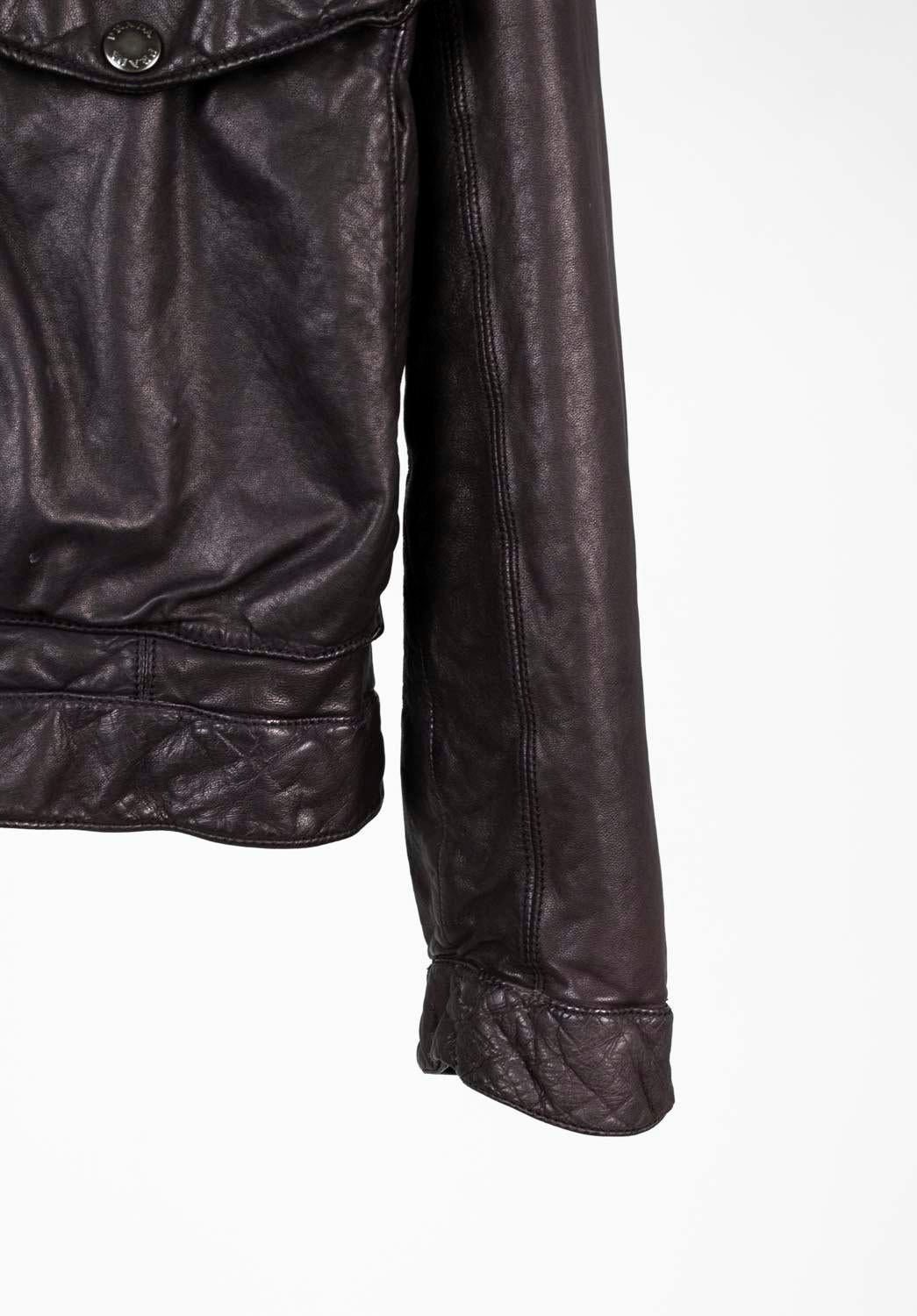 Men's Prada Men Leather Jacket Brown Biker Size L, S562 For Sale