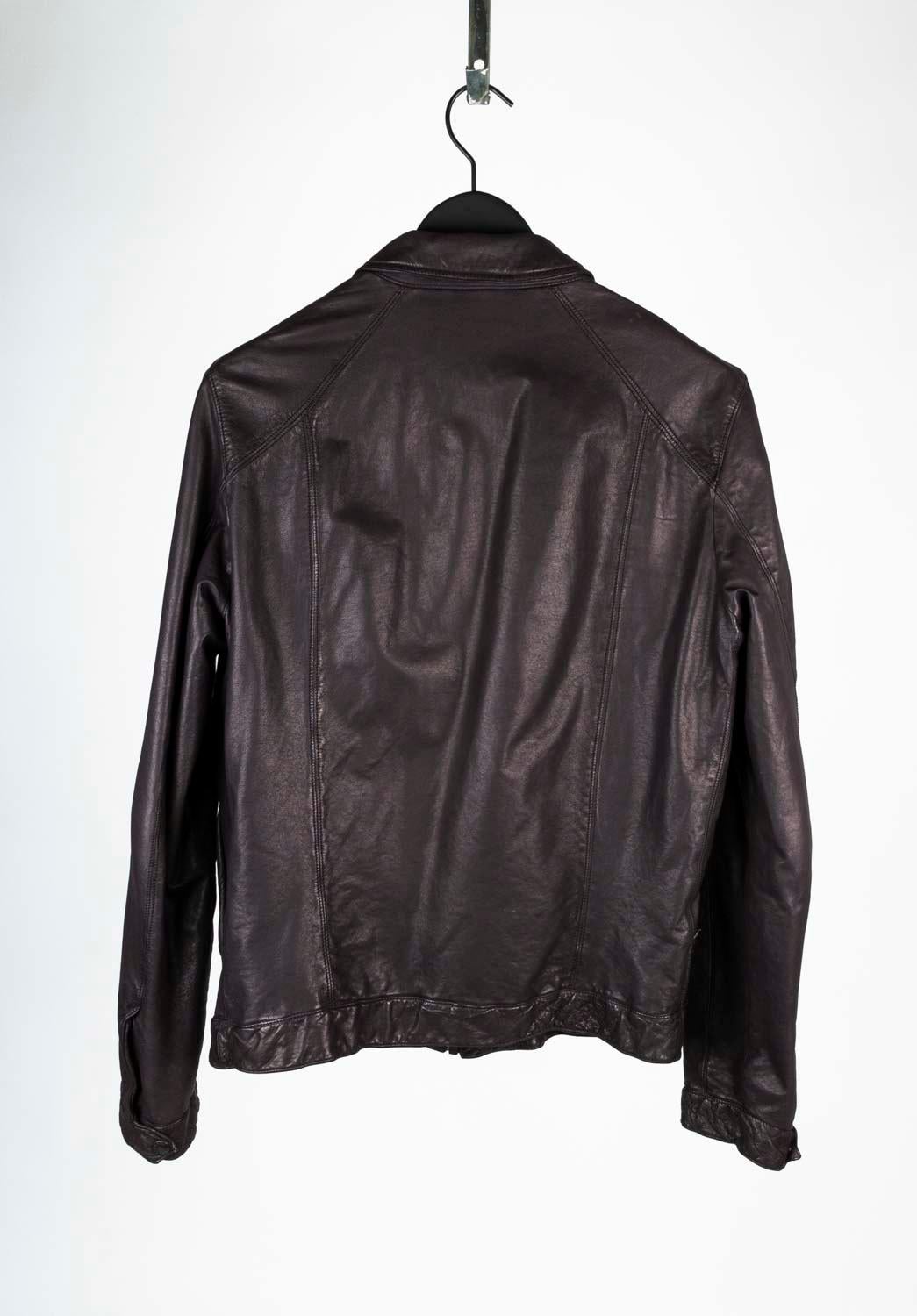 Prada Men Leather Jacket Brown Biker Size L, S562 For Sale 1