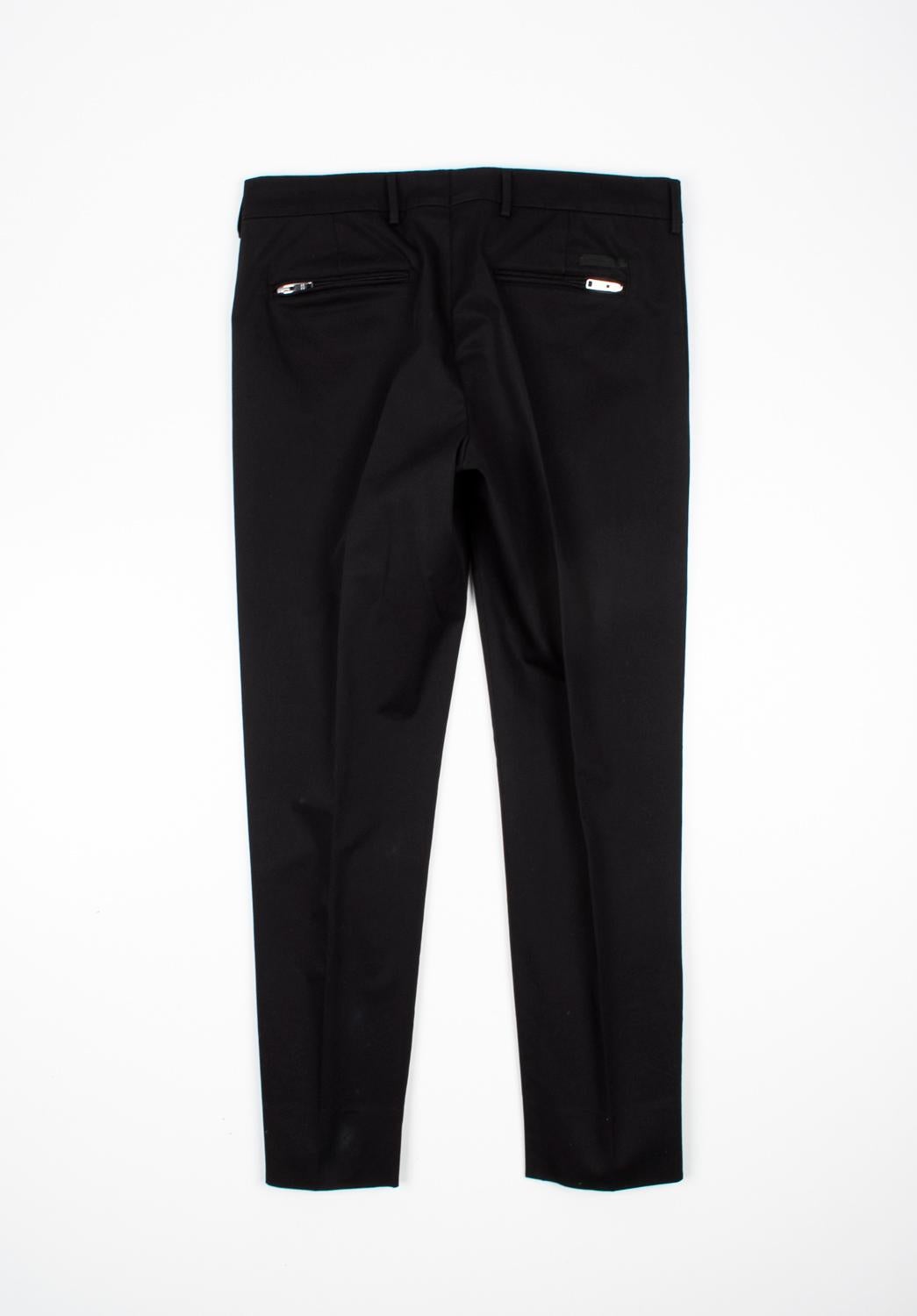 Black Prada Men Pants Casual with Zips, Size ITA48/M, S1186 For Sale