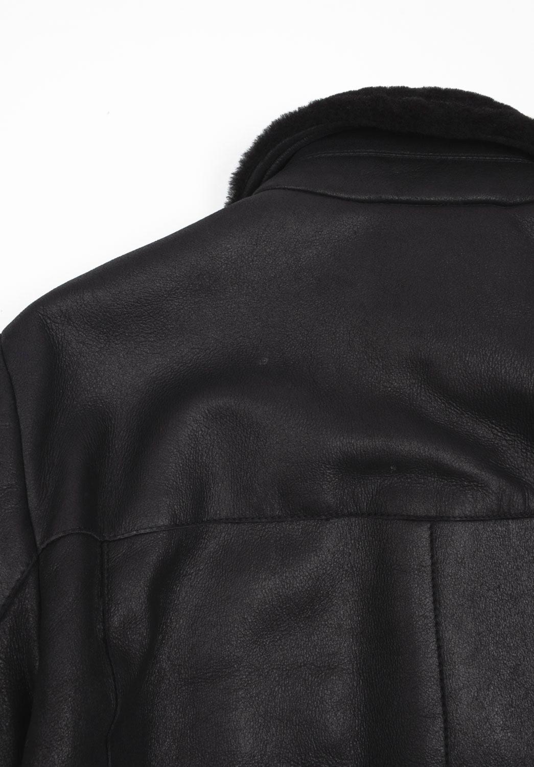 Prada Men Shearling Coat Leather Lng Size ITA46/Medium, S1222 For Sale 5