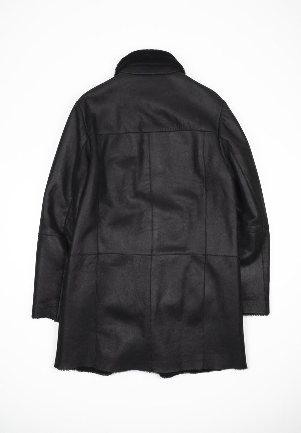Men's Prada Men Shearling Coat Leather Lng Size ITA46/Medium, S1222 For Sale