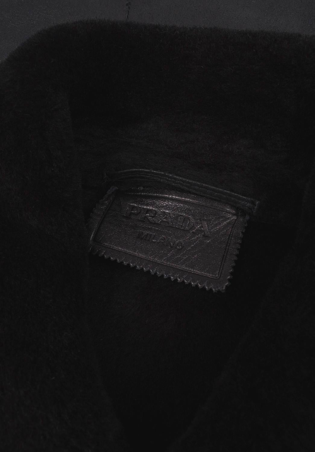 Prada Men Shearling Coat Leather Lng Size ITA46/Medium, S1222 For Sale 1