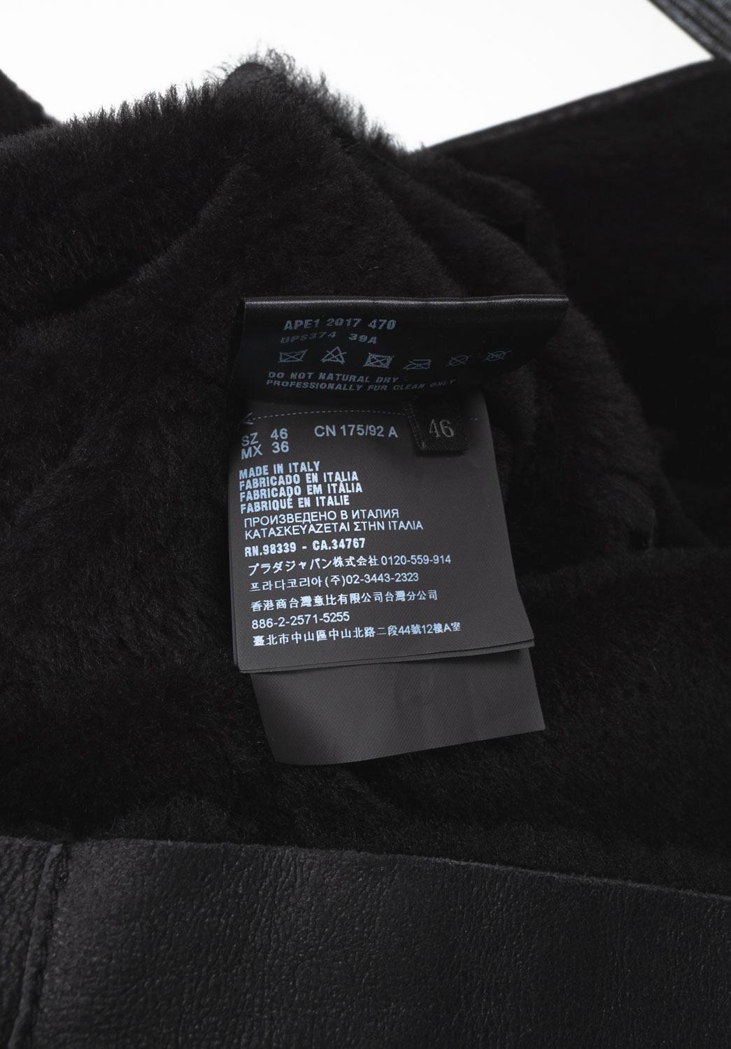 Prada Men Shearling Coat Leather Lng Size ITA46/Medium, S1222 For Sale 3