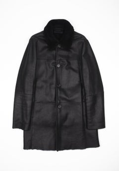 Prada Men Shearling Coat Leather Lng Size ITA46/Medium, S1222