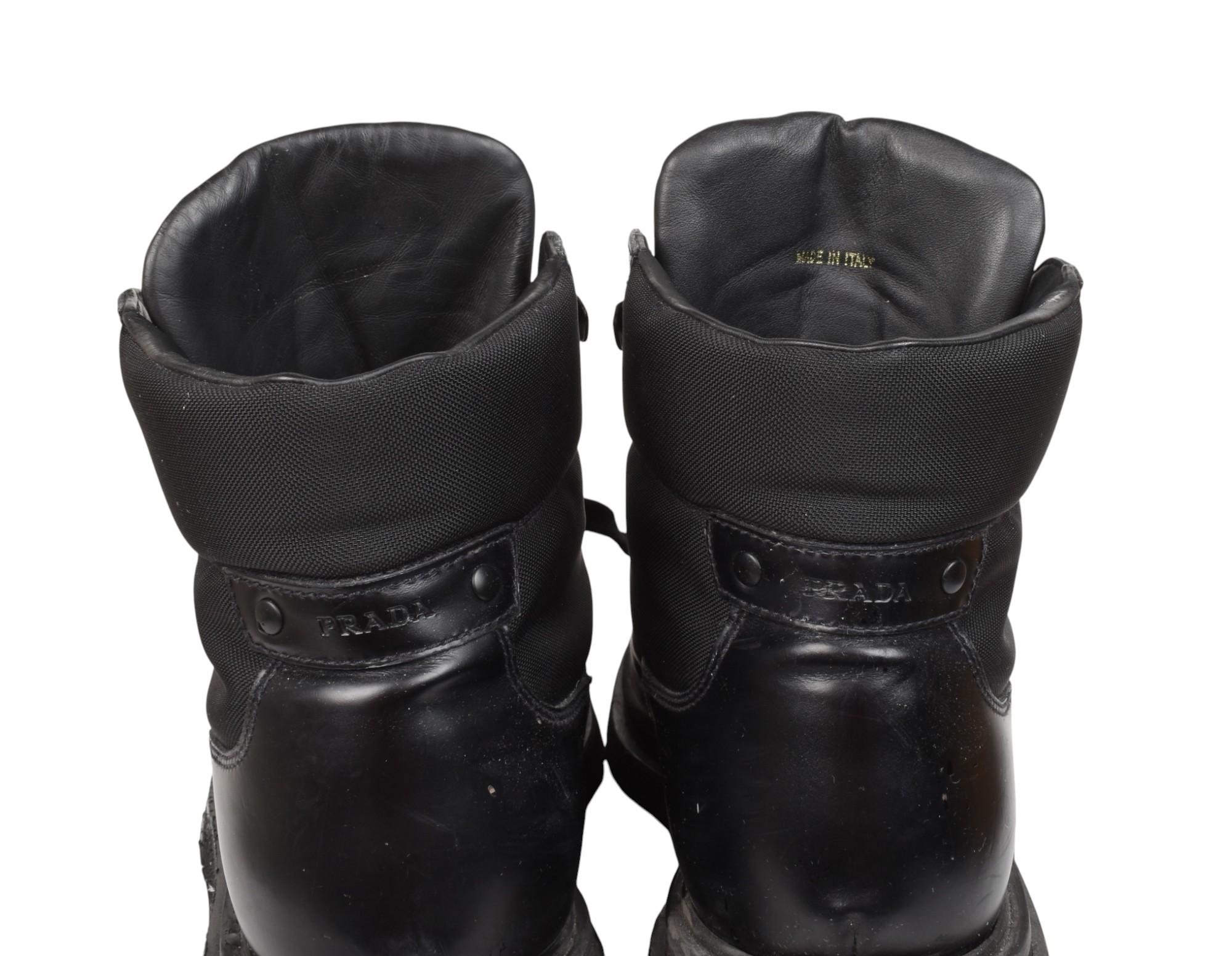 Black Prada Men Shoes Boots High Top Leather Shoes, UK7 EUR41, USA8 For Sale