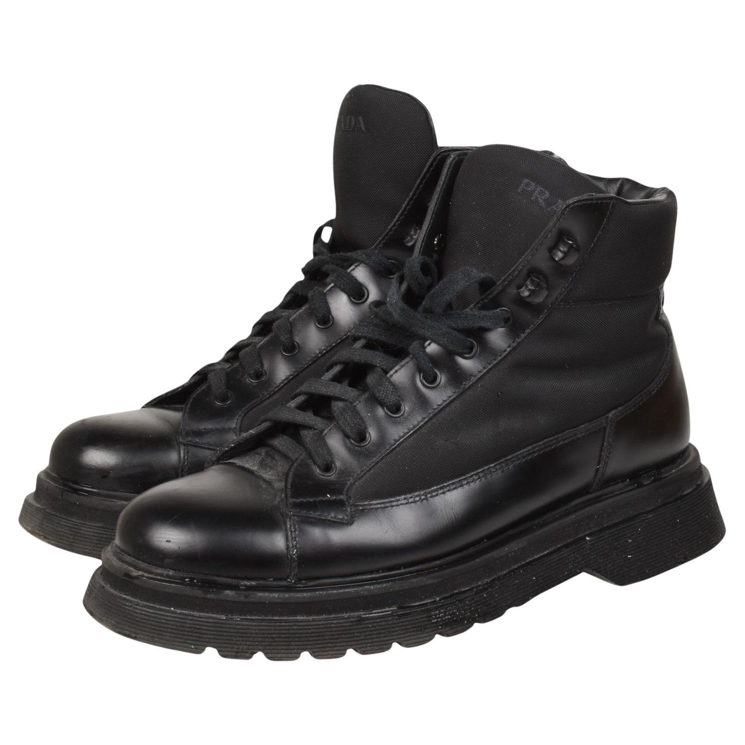 Prada Men Shoes Boots High Top Leather Shoes, UK7 EUR41, USA8 For Sale