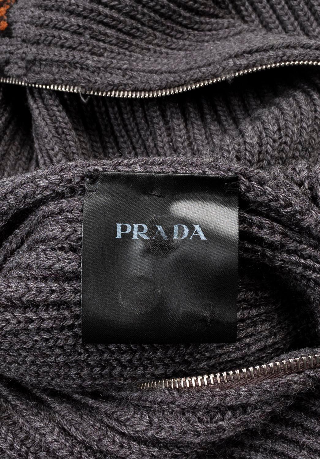 Prada Men Sweater Cardigan Full Zip Heavy Knit, ITA48 (Medium), S702  For Sale 3