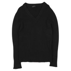 Prada Herrenpullover schwerer Strick mit tiefem V-Ausschnitt Größe ITA50/L, S1189