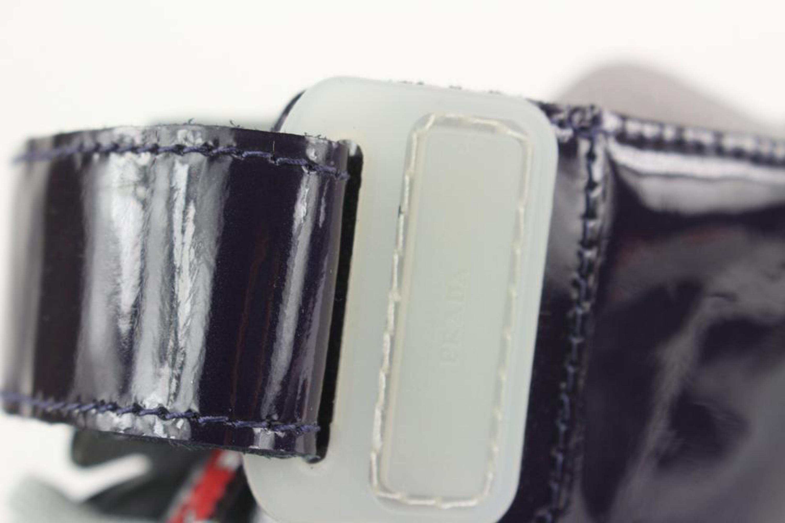 Gray Prada Men's 10 US Cup Patent Leather Vernice Bike Sneaker 4T0341 For Sale