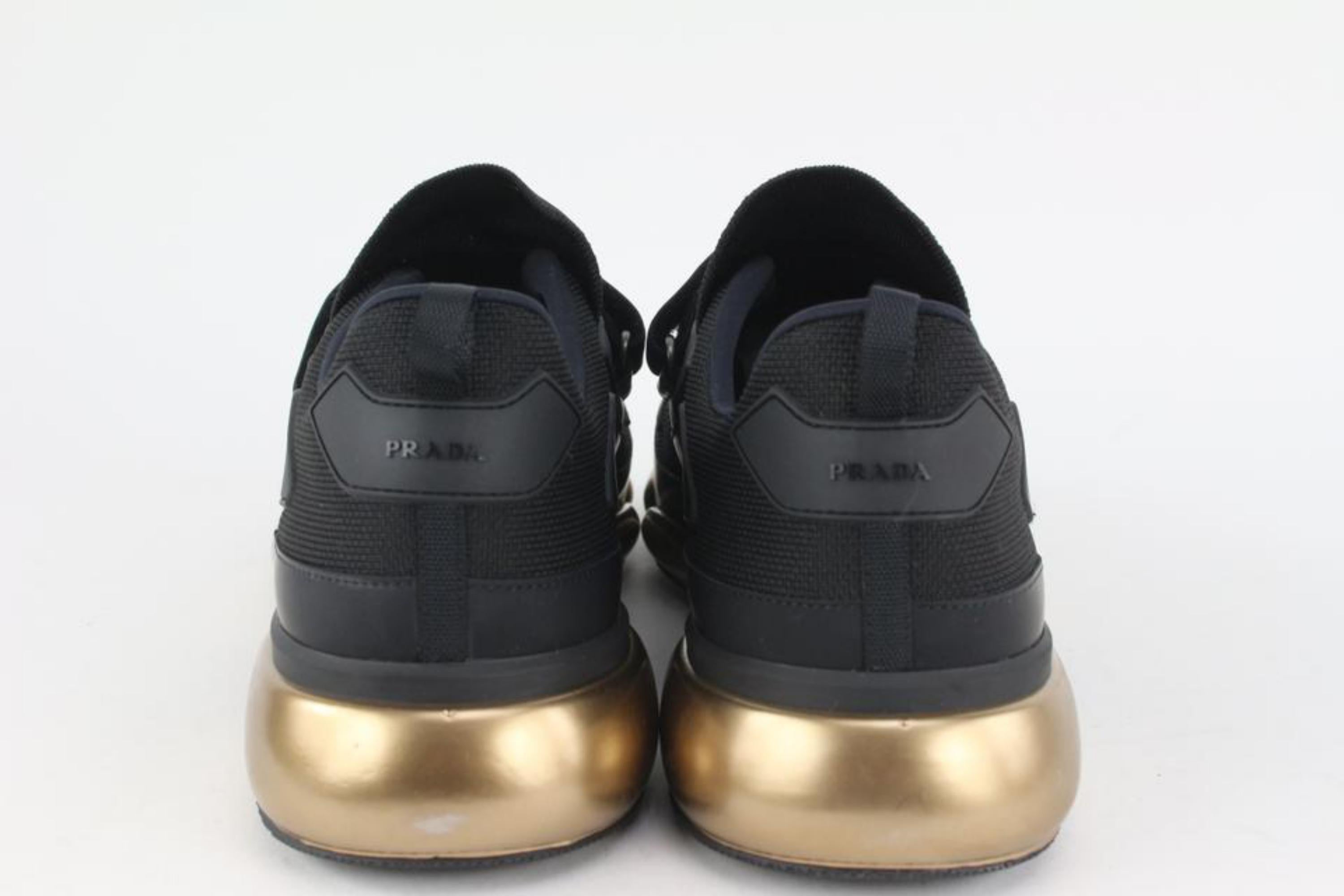 Prada Men's 11 20g064 Black x Gold Cloudbust Sneakers 1116p48 1