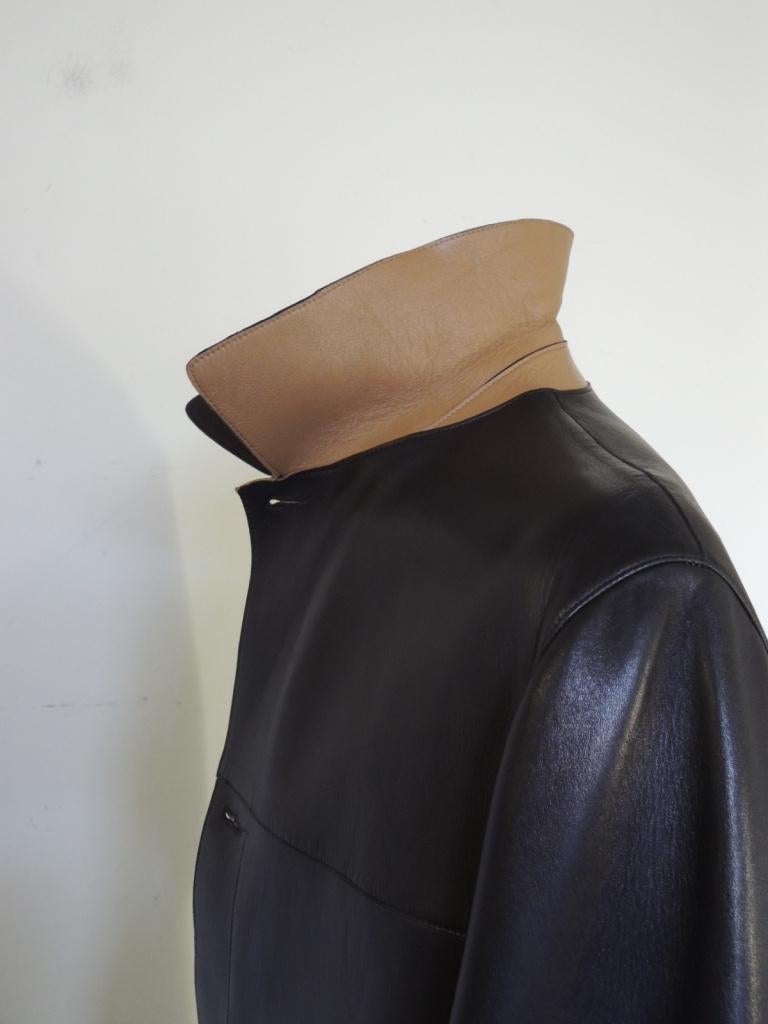 Prada Men's Black Leather Trench Coat 2