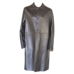 Prada Men's Black Leather Trench Coat
