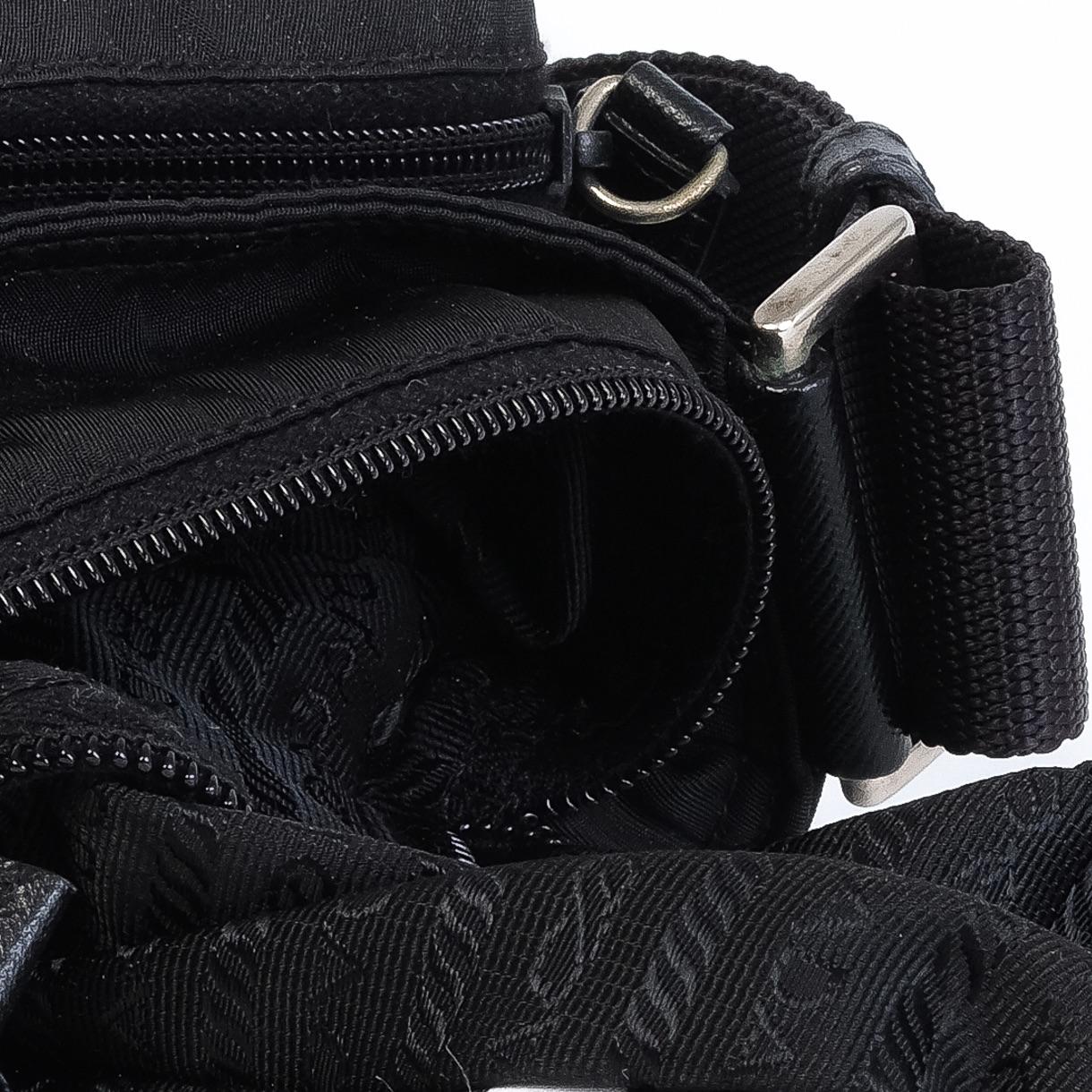 Prada Mens Double Pocket Black Nylon Crossbody Bag For Sale 3