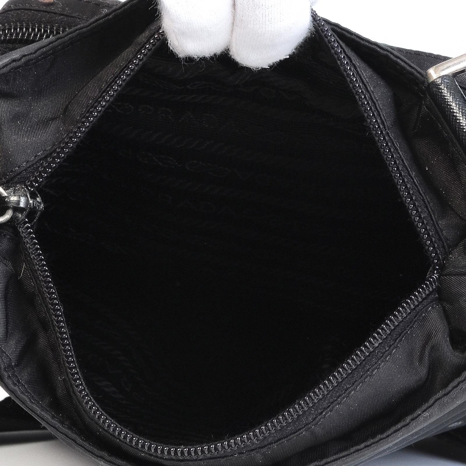 Prada Mens Double Pocket Black Nylon Crossbody Bag For Sale 8