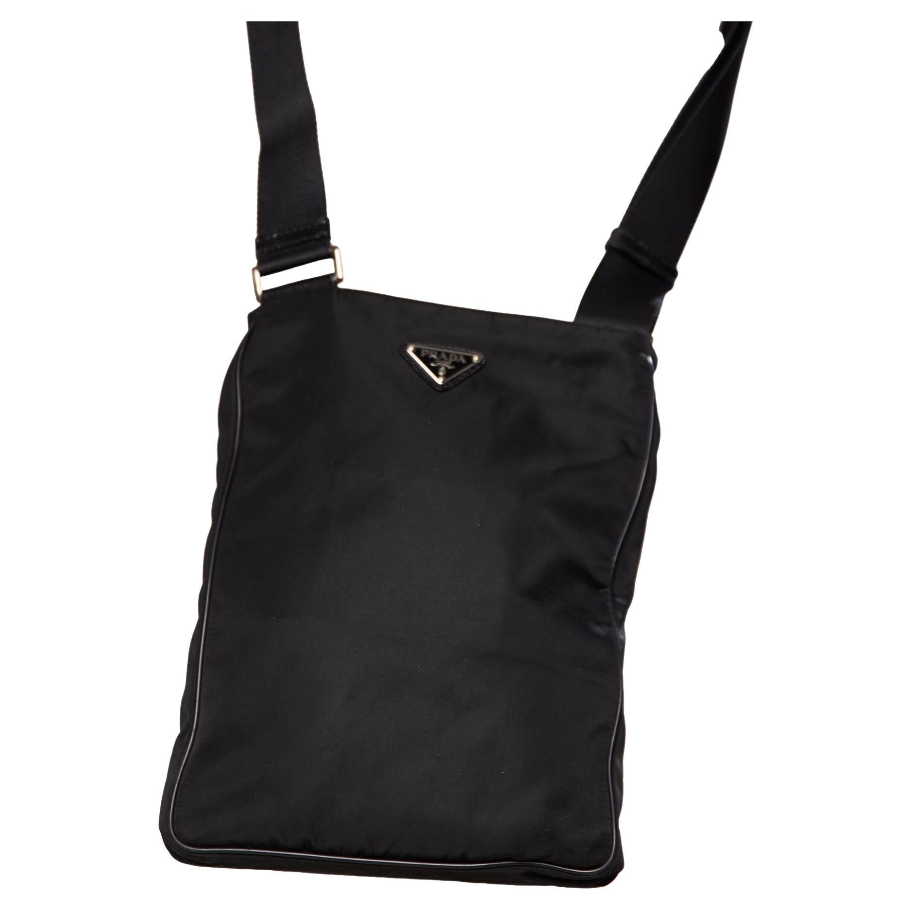 Prada Mens Double Pocket Black Nylon Crossbody Bag For Sale at 1stDibs |  prada crossbody bag nylon, prada nylon crossbody bag, prada crossbody nylon