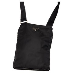 Prada Mens Double Pocket Black Nylon Crossbody Bag